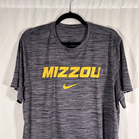 Mizzou Tigers Nike Shirt Men's Large Grey Short Sleeve Crew Neck Dri-Fit Print - Picture 2 of 8